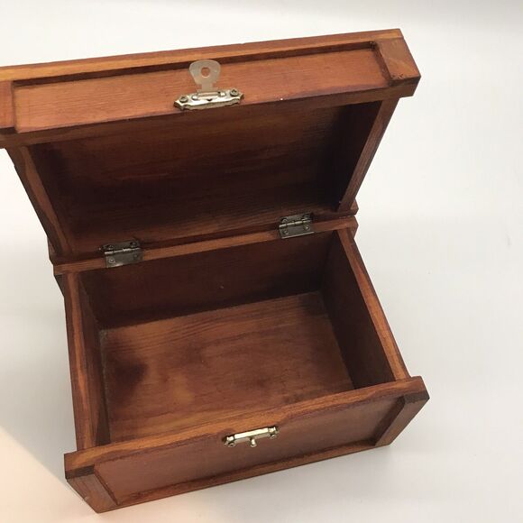 Small Wooden Curved Top Box Hinged Latch Storage Crafts Jewelry Keepsakes Cards - Picture 9 of 10